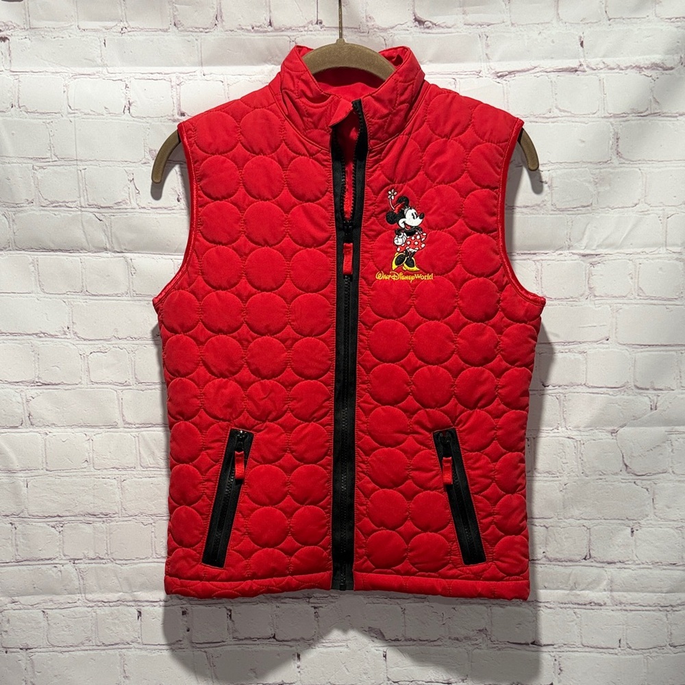Disney Parks Walt Disney World Minnie Mouse Women’s‎ Red Quilted Vest Sz XS